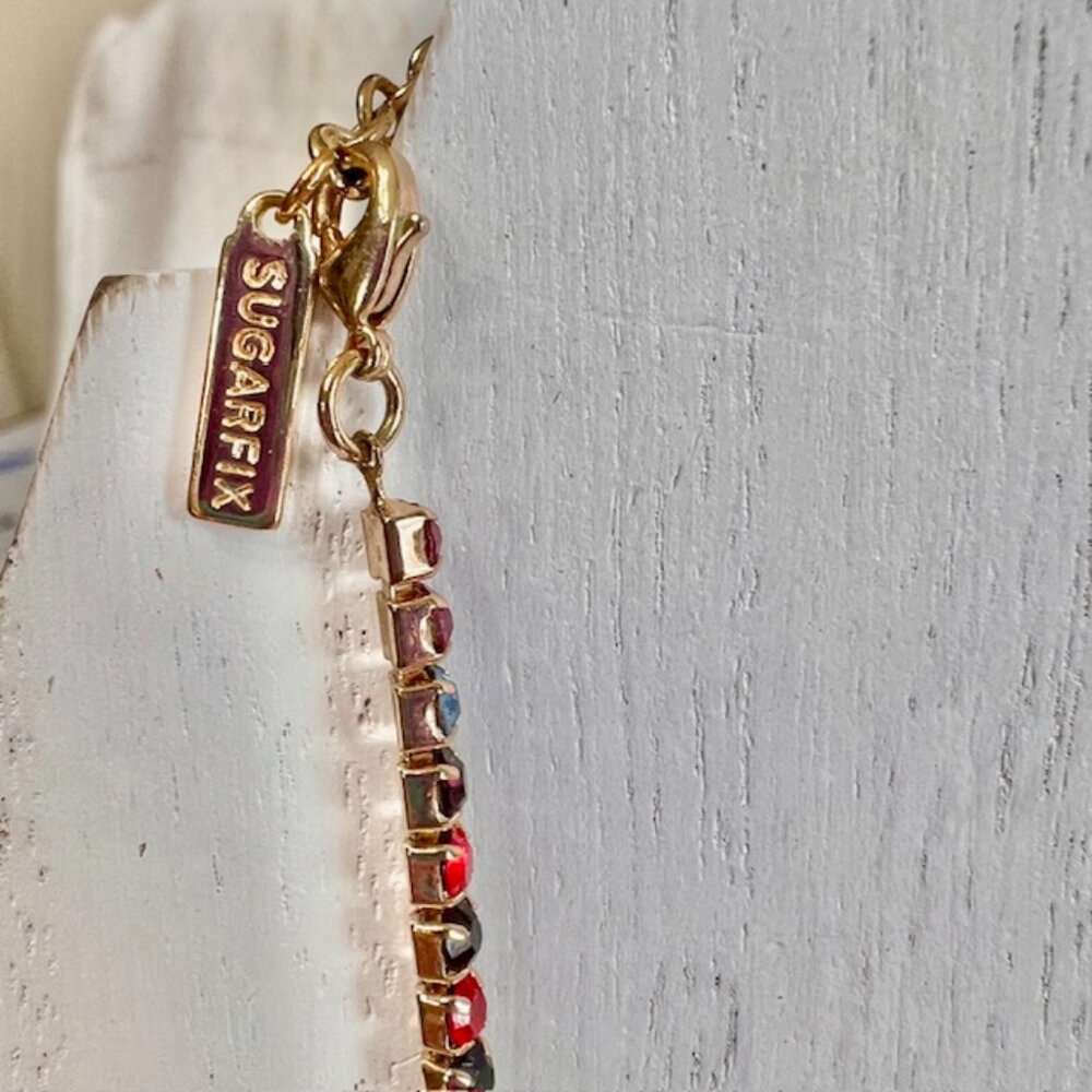 Sugarfix Rainbow Crystal Rhinestone Necklace, Gold Tone Rhinestone Jewelry - Picture 3 of 7